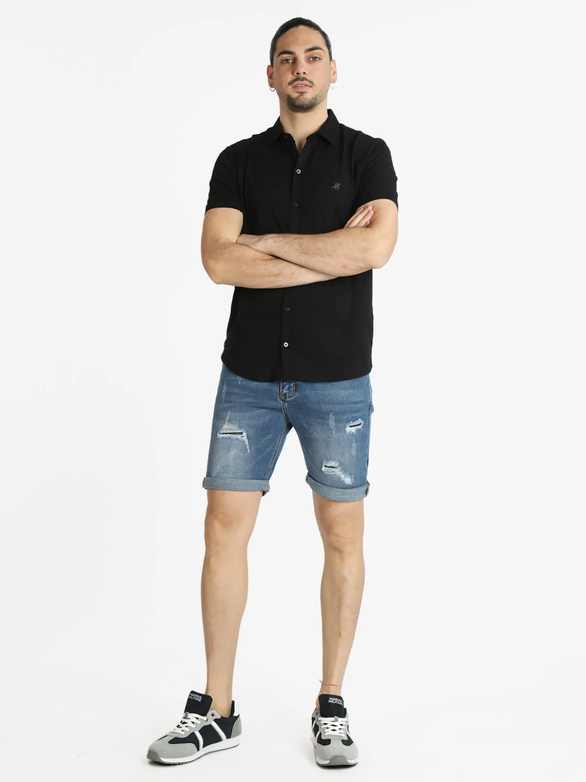 Max & Liu Bermuda in jeans da uomo con strappi