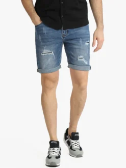 Max & Liu Bermuda in jeans da uomo con strappi
