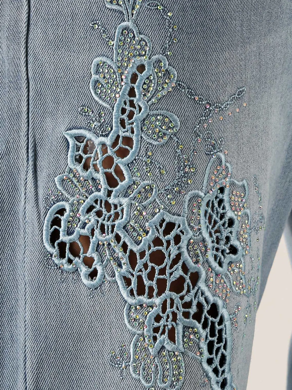 Max & Liu Jeans donna a gamba dritta con ricamo e strass - jeans