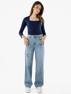 Max & Liu Jeans donna a gamba dritta con ricamo e strass - jeans