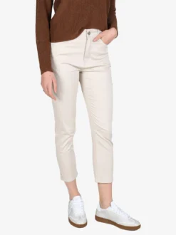 Max & Liu Pantaloni capri donna in cotone con piccolo spacco e strass sul finale