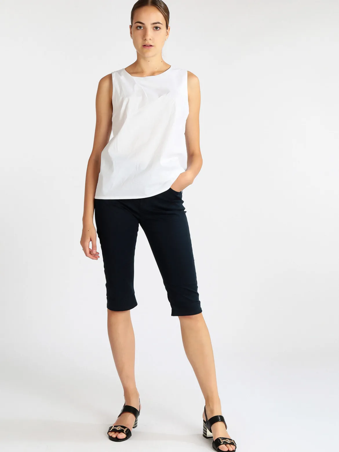 Max & Liu Pantaloni donna a pinocchietto in cotone