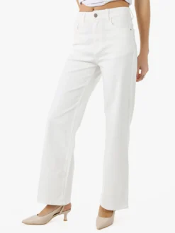 Max & Liu Pantaloni donna jeans a gamba larga - bianco