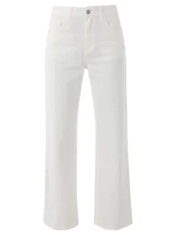 Max & Liu Pantaloni donna jeans a gamba larga - bianco