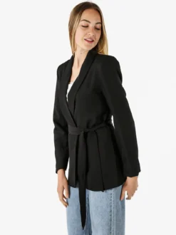 Melitea Blazer donna con spalline imbottite e fusciacca in vita - nero