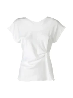 Melitea Blusa donna a maniche corte in tessuto effetto raso - bianco