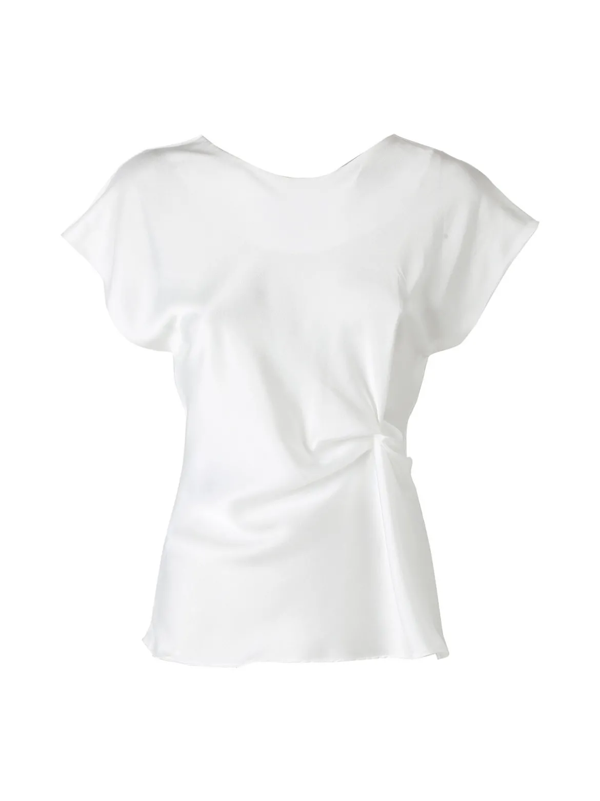 Melitea Blusa donna a maniche corte in tessuto effetto raso - bianco