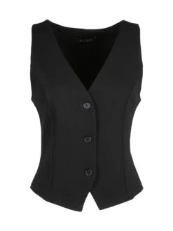 Melitea Gilet donna monocolore con bottoni - nero