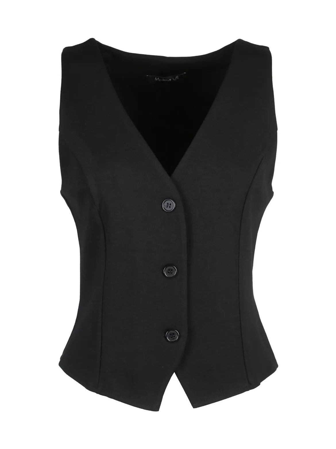 Melitea Gilet donna monocolore con bottoni - nero