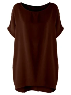 Melitea Maxi blusa da donna a maniche corte - moro