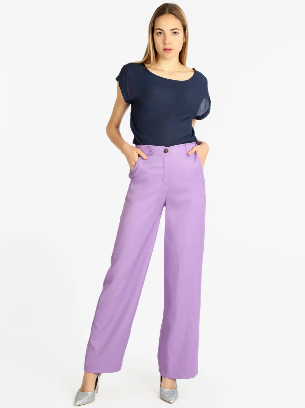 Melitea Pantaloni donna a gamba larga
