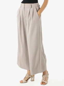 Melitea Pantaloni donna a palazzo con vita alta - fango