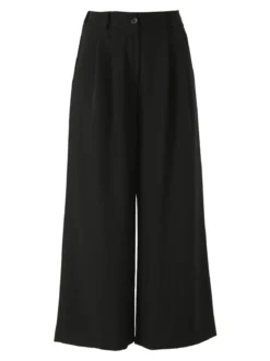 Melitea Pantaloni donna a palazzo con vita alta - nero