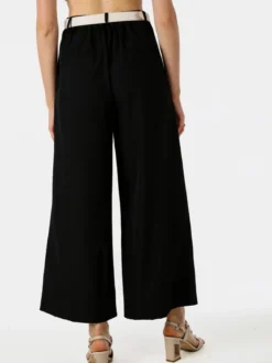 Melitea Pantaloni donna a palazzo con vita alta - nero