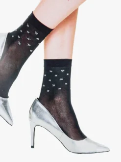 Meri Calzini moda donna a pois lurex - nero
