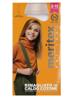Meritex Collant da bambina in maglia caldo cotone - blu scuro