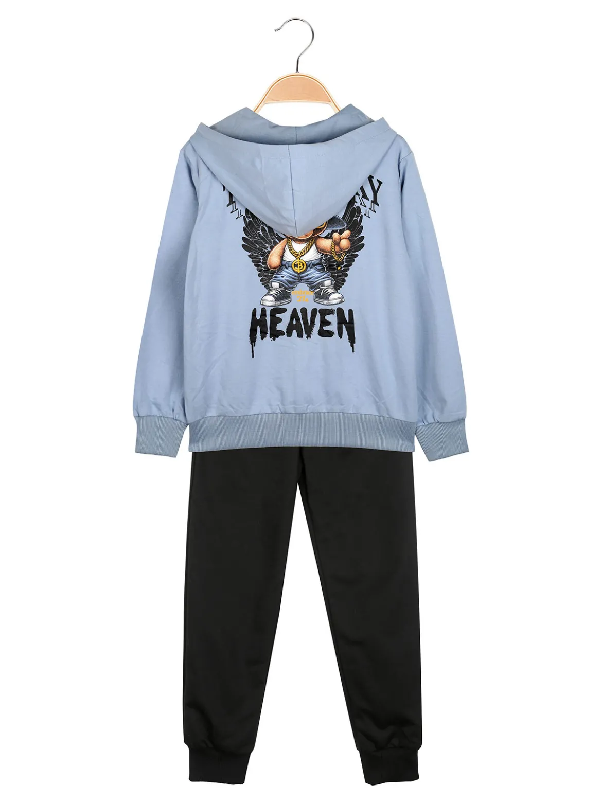 Mg Fashion Studio Completo tuta 3 pezzi da ragazzo con cappuccio e zip - azzurro