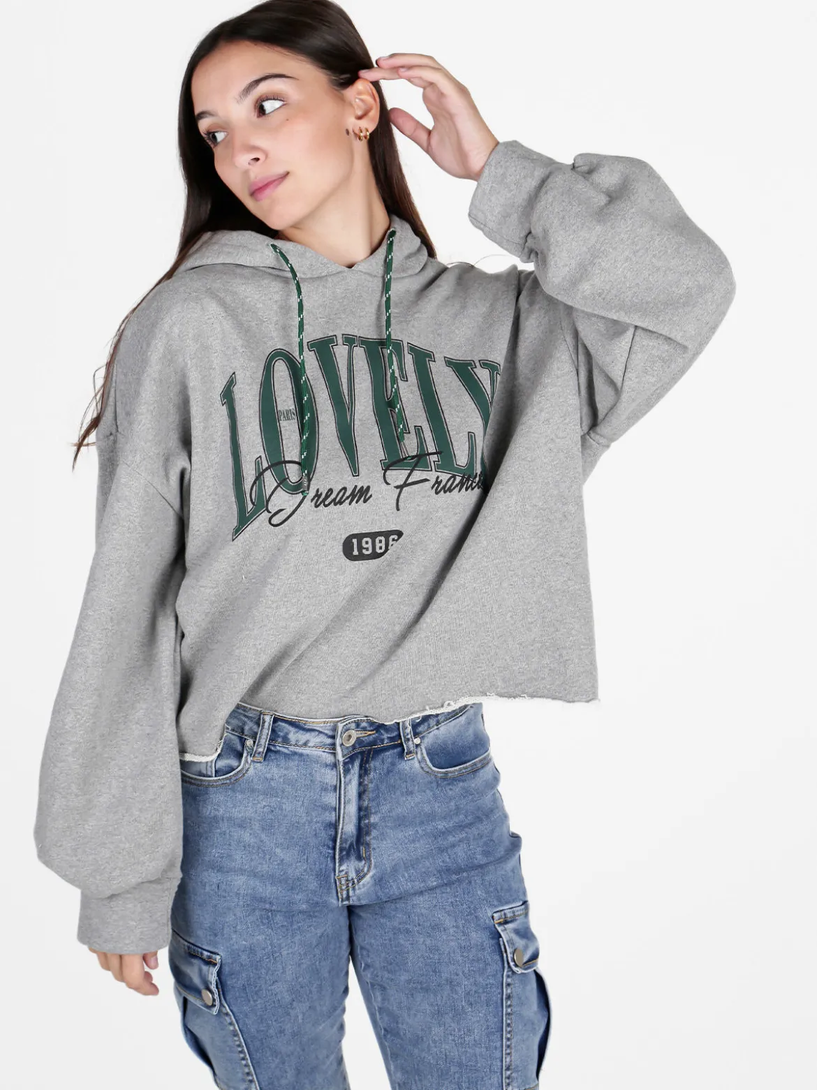 Miho'S Felpa donna oversize con cappuccio