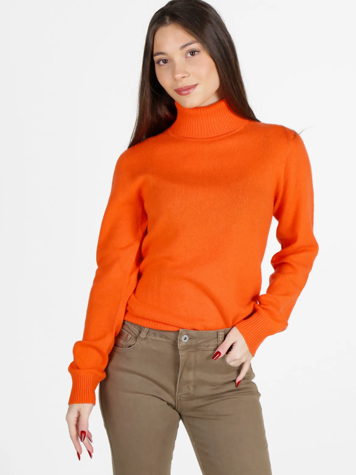 Mimoii Maglione dolcevita da donna in misto lana e cashemere