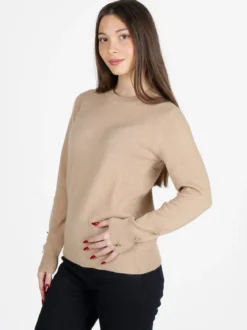 Mimoii Maglione donna in misto lana e cashemere con bottoni decorativi