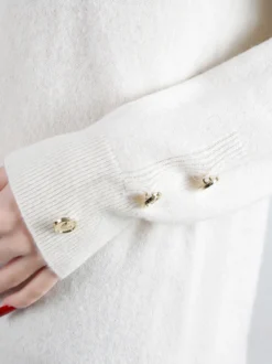 Mimoii Maglione donna in misto lana e cashemere con bottoni decorativi