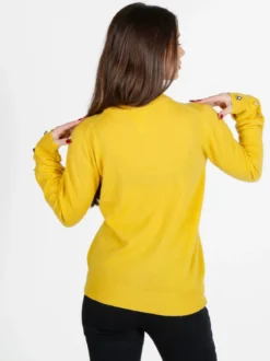 Mimoii Maglione donna in misto lana e cashemere con bottoni decorativi