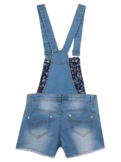 Mini Angel Salopette di jeans sfrangiata con strappi e borchie