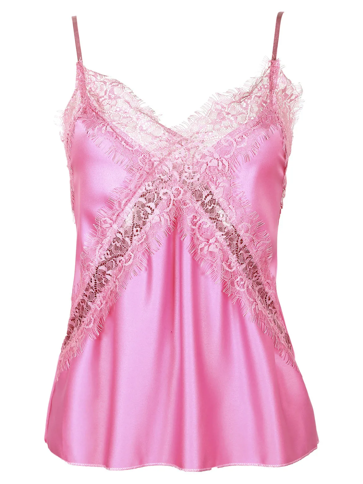 Miranda Top donna effetto raso con pizzo