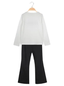 Miss Bellina Completo 2 pezzi da bambina con pantalone luccicante - bianco