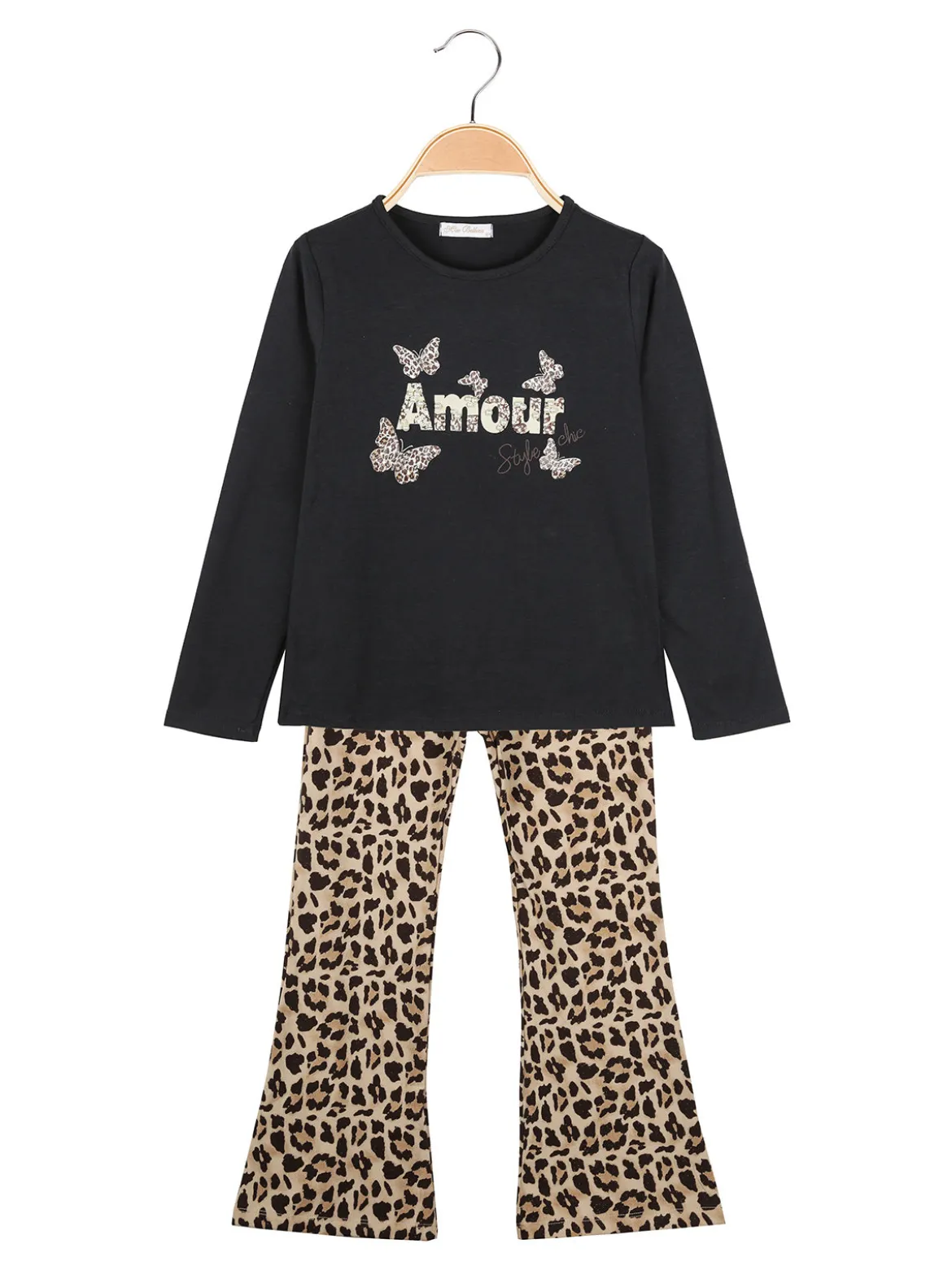 Miss Bellina Completo 2 pezzi da bambina con T-shirt e pantalone - nero