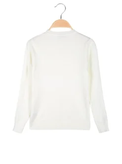 Miss Bellina Pullover girocollo da bambina in maglia - bianco