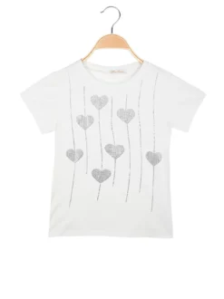 Miss Bellina T-shirt da bambina a costine con strass luccicanti