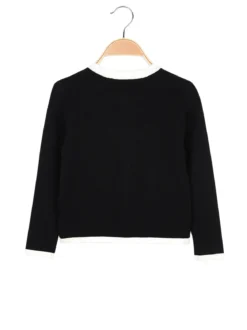 Miss Brum Cardigan da bambina in maglia con bottoni gioiello e taschini