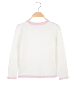 Miss Brum Cardigan da bambina in maglia con bottoni gioiello e taschini