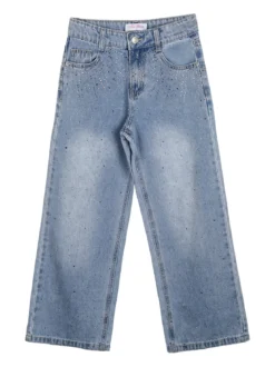 Miss Brum Jeans da bambina a gamba larga con strass - jeans