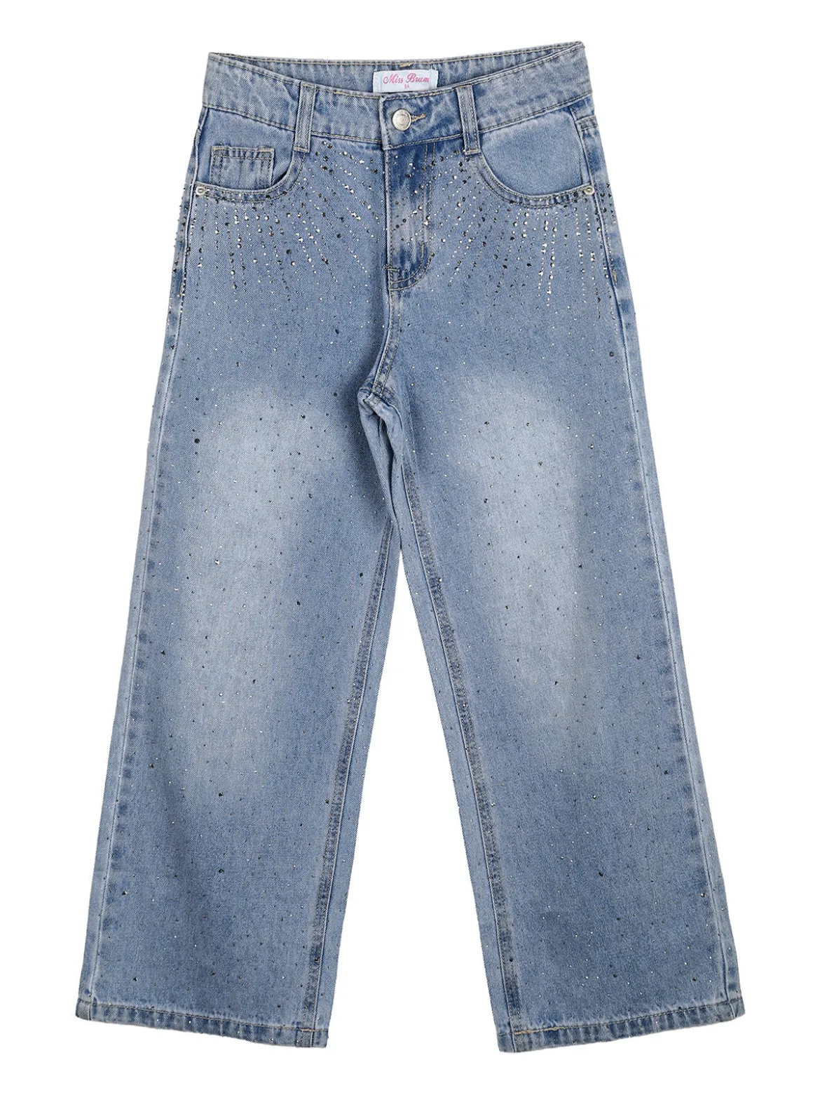 Miss Brum Jeans da bambina a gamba larga con strass - jeans