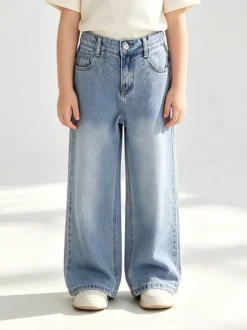 Miss Brum Jeans da bambina a gamba larga con strass - jeans