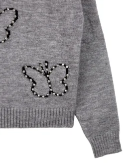 Miss Brum Maglione girocollo da bambina con strass - grigio