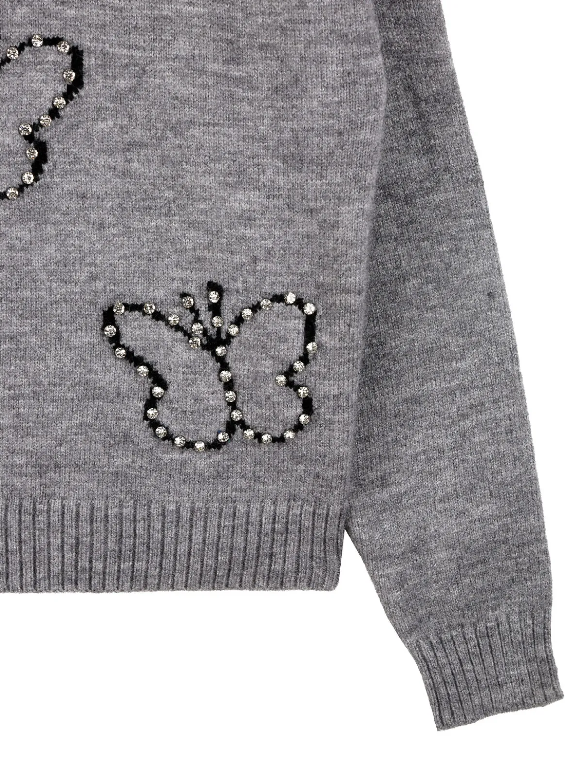 Miss Brum Maglione girocollo da bambina con strass - grigio