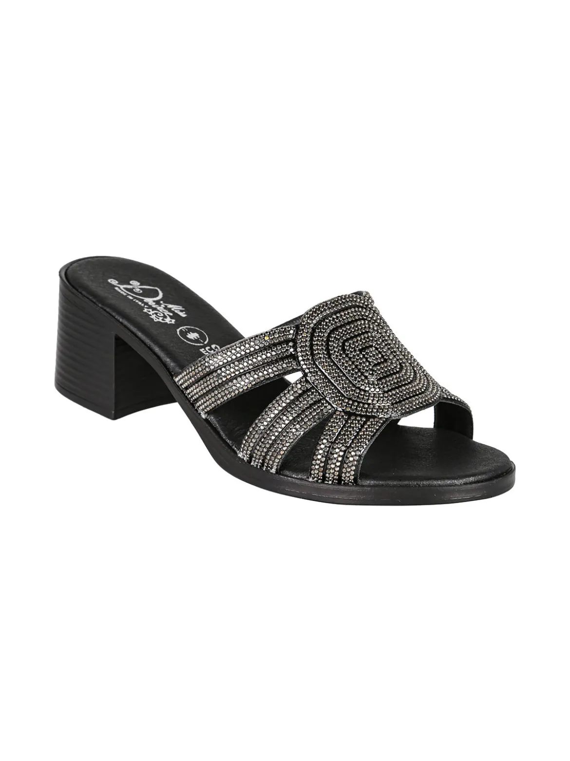 Miss Desiree Ciabatte donna con strass e tacco largo