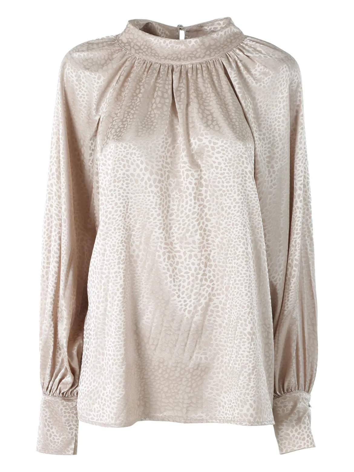Miss E Co Blusa donna accollata a maniche lunghe linea curvy - nudo