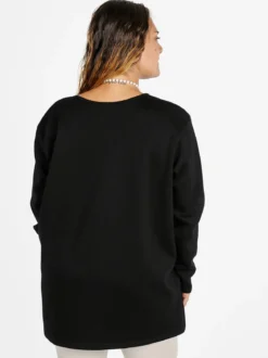 Miss E Co Maglia donna con spalline imbottite linea curvy - nero