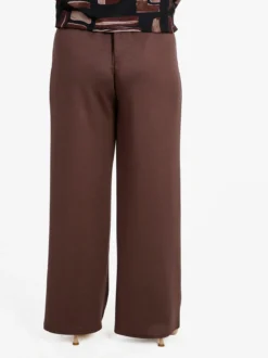 Miss E Co Pantaloni donna a gamba larga linea curvy - marrone