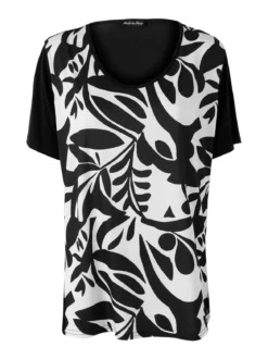 Miss E Co Set donna 2 pezzi con cardigan e t-shirt in viscosa con stampe linea curvy - nero