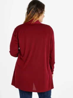 Miss E Co Set donna 2 pezzi con cardigan e t-shirt linea curvy - bordeaux