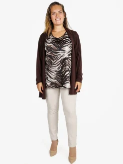 Miss E Co Set donna 2 pezzi con cardigan e t-shirt linea curvy - moro