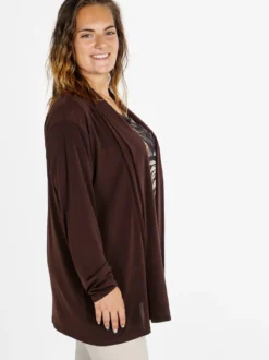 Miss E Co Set donna 2 pezzi con cardigan e t-shirt linea curvy - moro