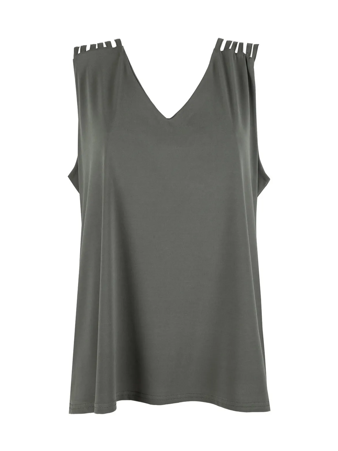 Miss E Co Top donna smanicato con scollo a V linea curvy