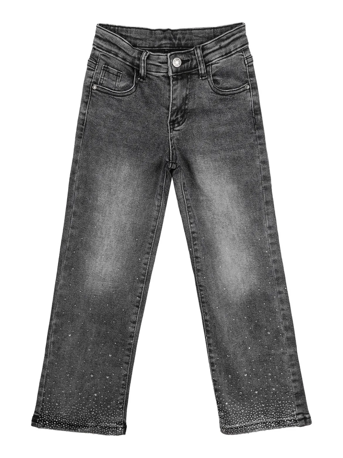 Miss & Girls Jeans da bambina con strass sul finale - nero