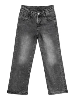 Miss & Girls Jeans da bambina con strass sul finale - nero